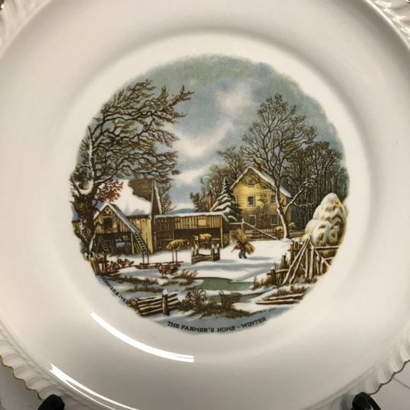 Vintage Harker Pottery Company Farmer’s Home Winter Plate - Picture 5 of 8